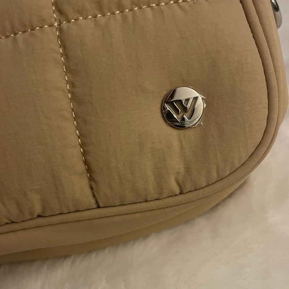 WestBronco- Tan Nylon Quilted Handbag with Bow charm